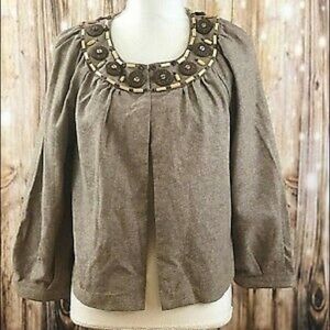 Michael Kors tweed wooden beaded jacket